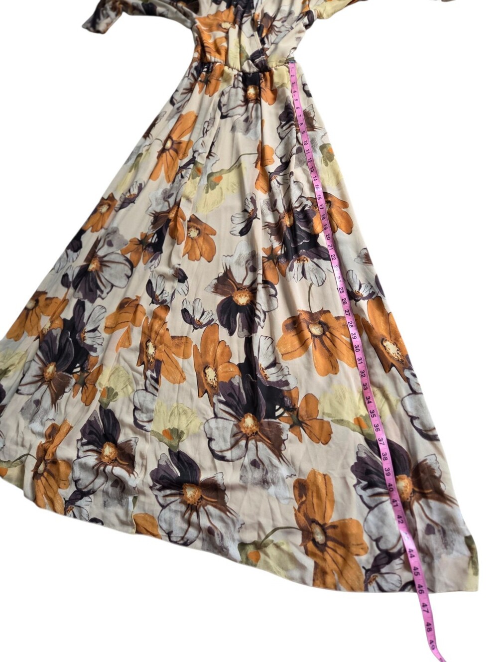 Baltic Born Lydia Maxi Dress Camel Floral Long Sleeve Chiffon New Women's Large - Picture 7 of 7